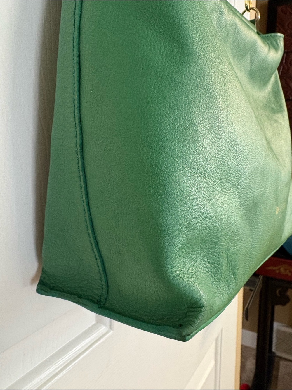 Anna Paola Emerald Green Structured Leather Satchel - Picture 8 of 9